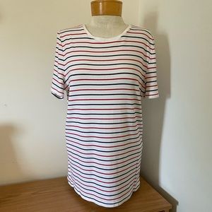 White, Red and Black Striped Tshirt